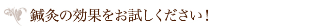 鍼灸の効果をお試しください！